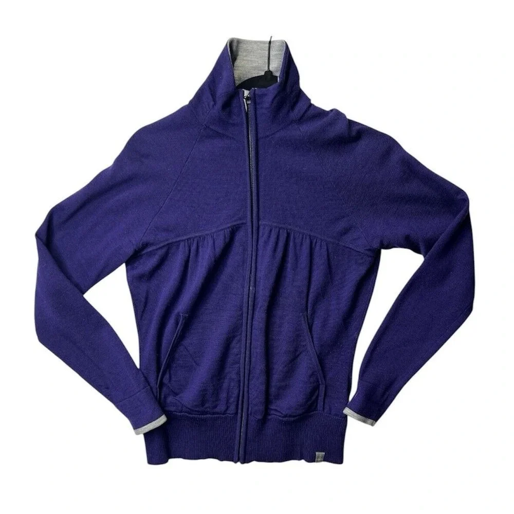 Smartwool Purple Merino Wool Full‎ Zip Sweater Small Outdoor Hiking Base Layer